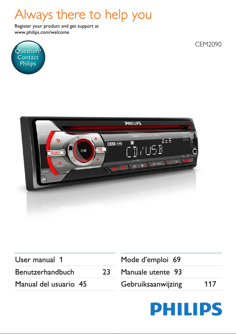 Page 1 de la notice Manuel utilisateur Philips CarStudio CEM2090