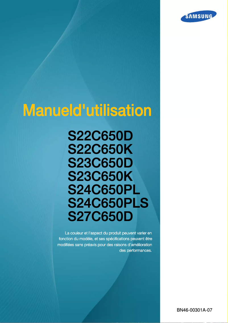 Page 1 de la notice Manuel utilisateur Samsung S27C650D