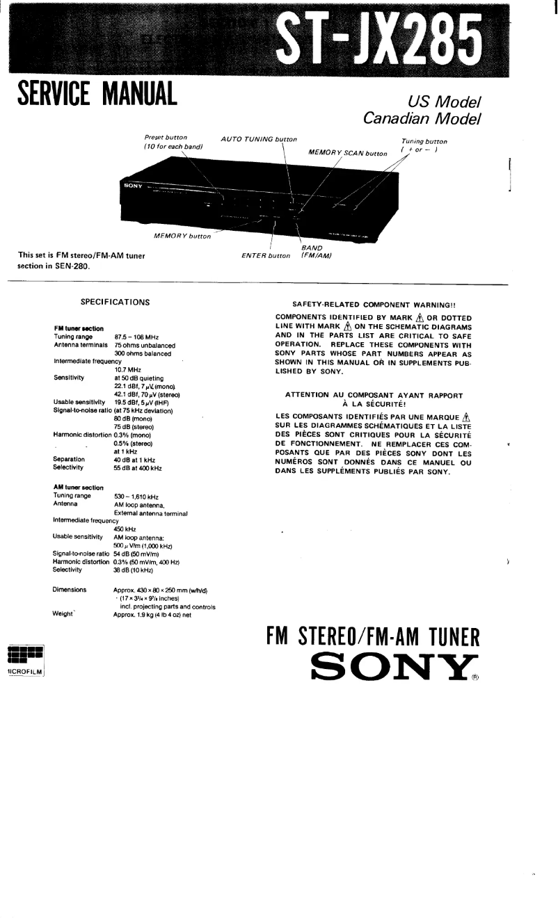 Image de la première page du manuel de l'appareil ST-JX285