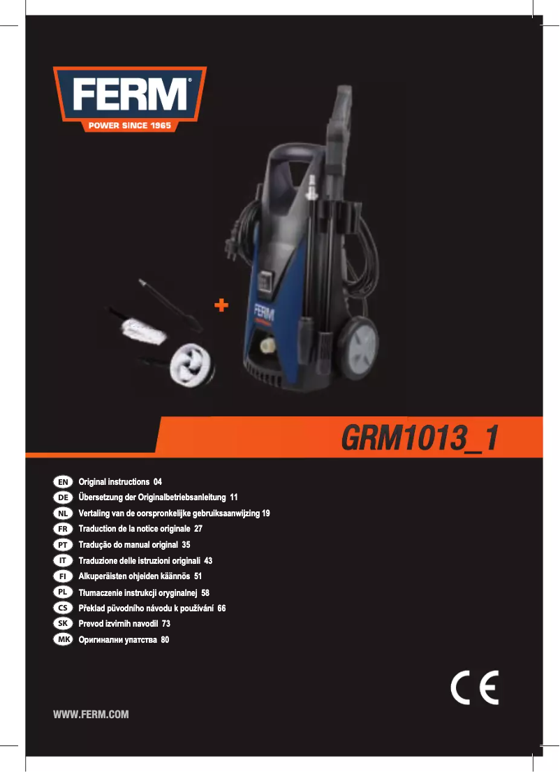 Page 1 de la notice Manuel utilisateur Ferm GRM1013