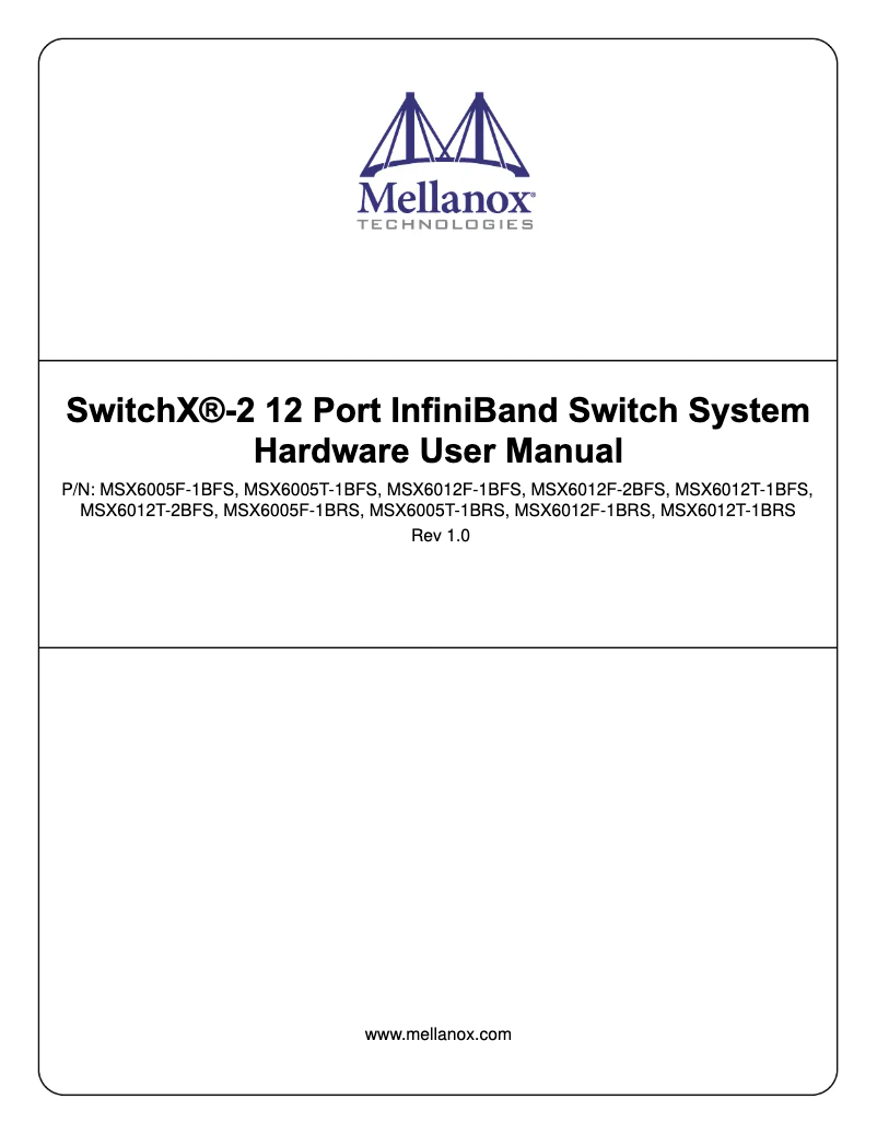Page n°1 - Manuel utilisateur Mellanox SwitchX-2 MSX6012F-2BFS