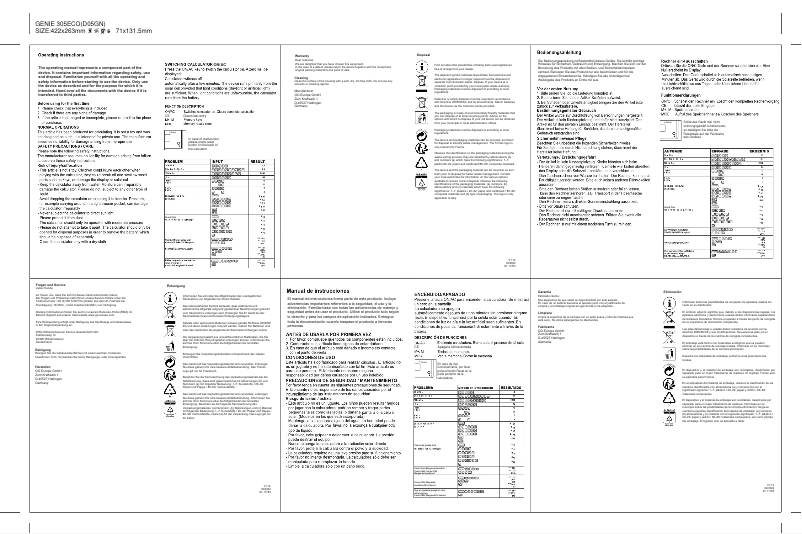 Page 1 de la notice Manuel utilisateur Genie 305 ECO