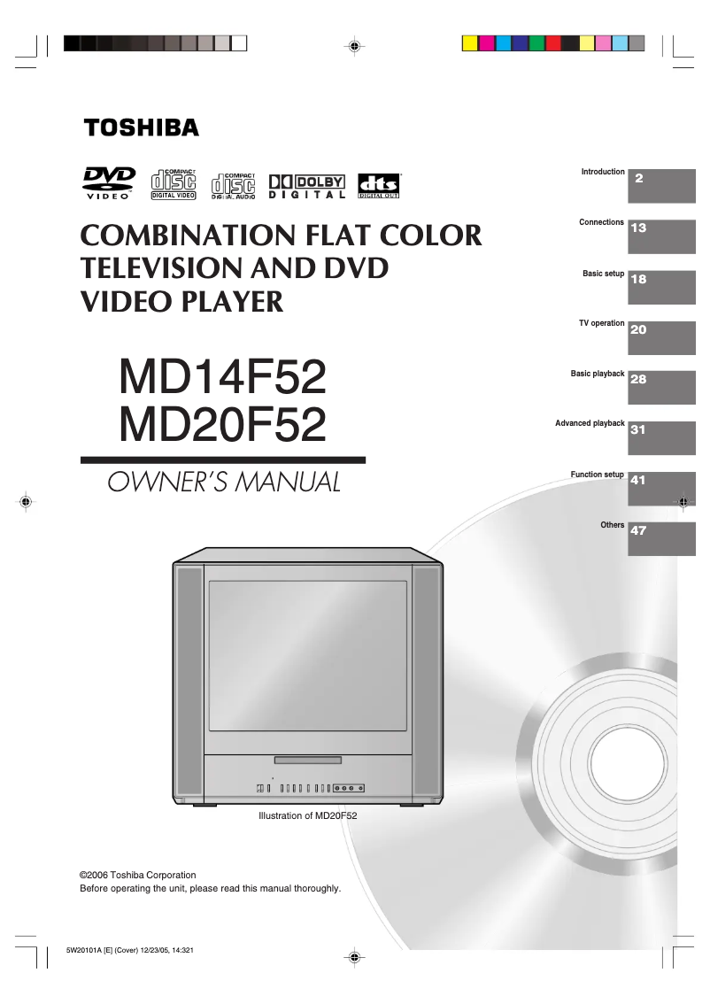 Page n°1 - Manuel utilisateur Toshiba MD20F52