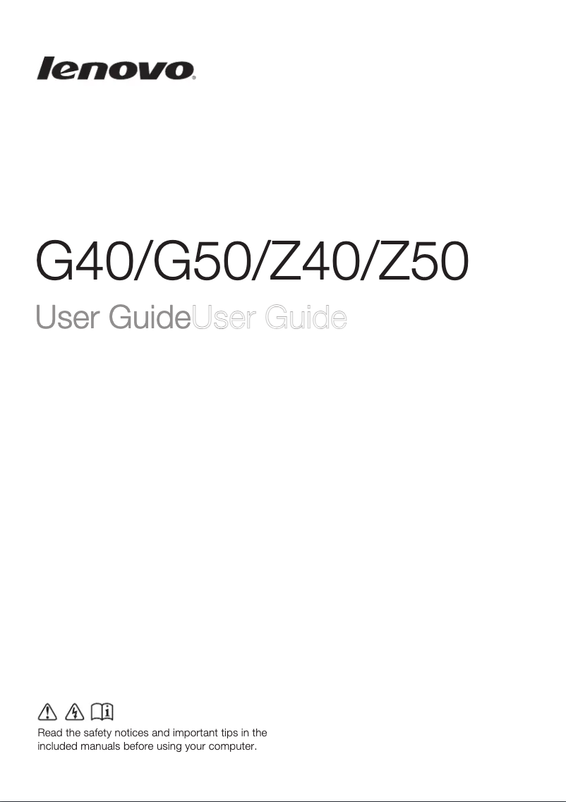 Page 1 de la notice Manuel utilisateur Lenovo Essential G50-70