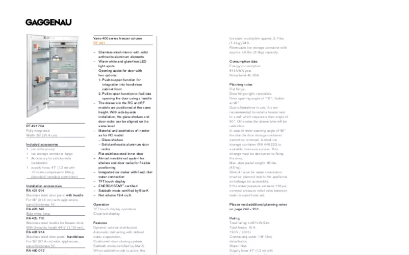 Image de la première page du manuel de l'appareil RF491704