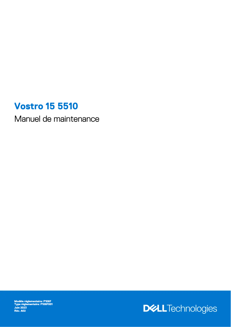 Page 1 de la notice Manuel d'utilisation et d'entretien Dell Vostro 15 5510