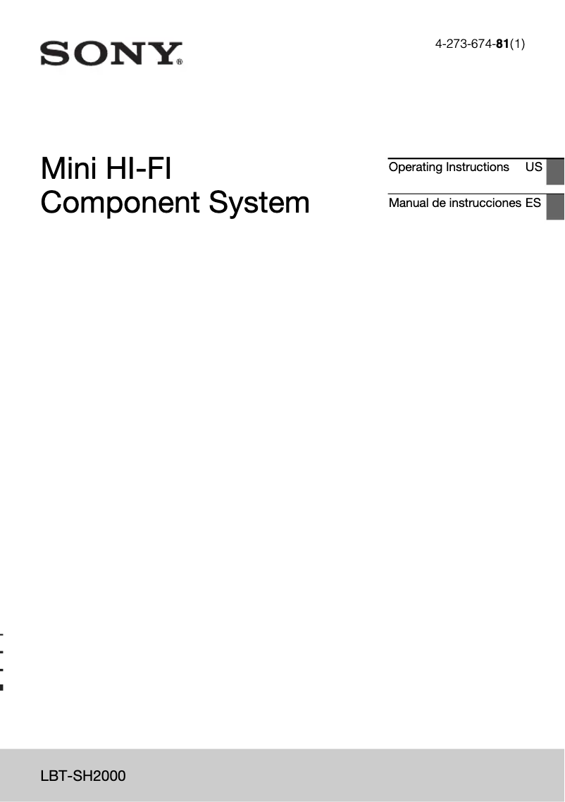 Page 1 de la notice Manuel utilisateur Sony LBT-SH2000