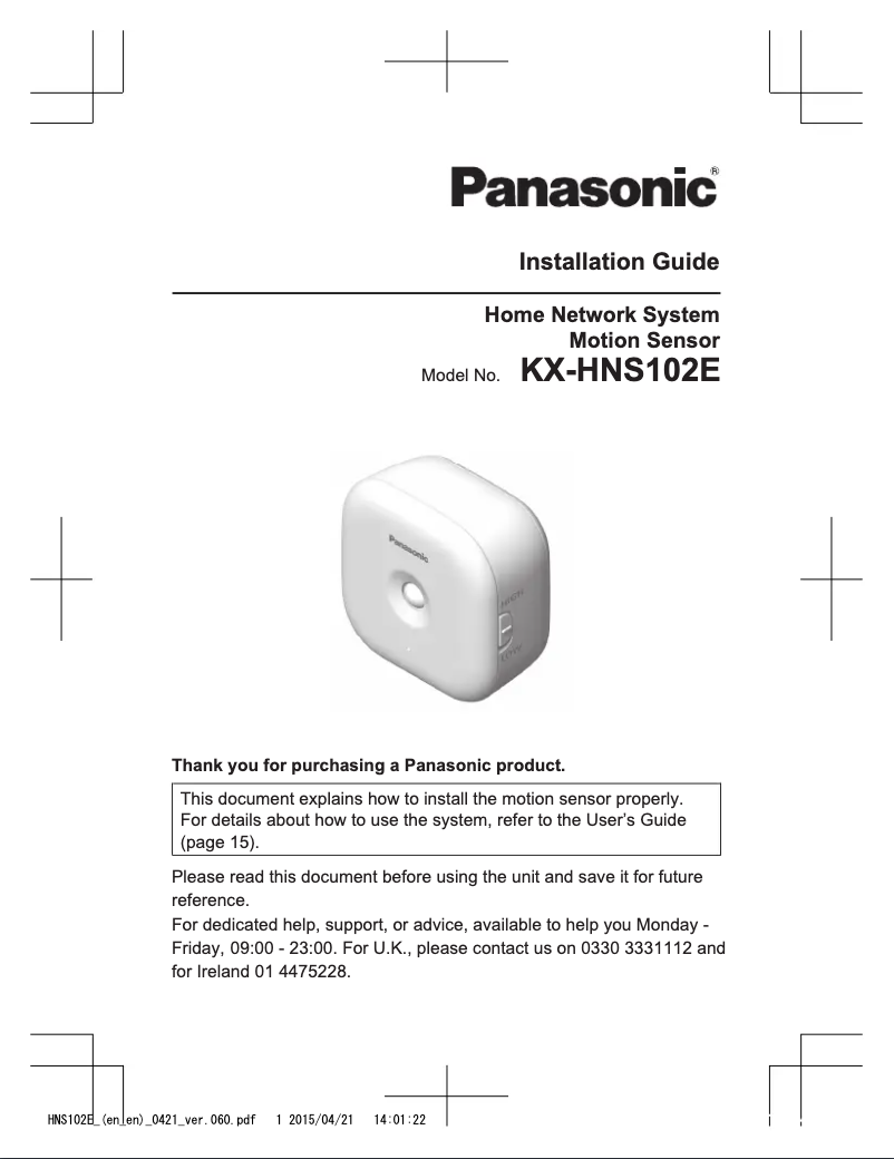 Page 1 de la notice Manuel utilisateur Panasonic KX-HNS102E