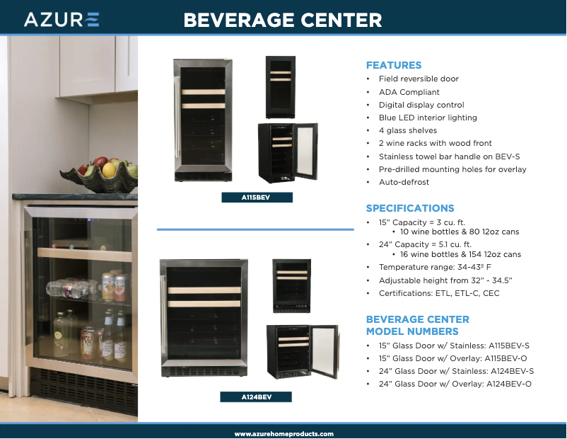 Page 1 de la notice Brochure Azure A115BEV-O