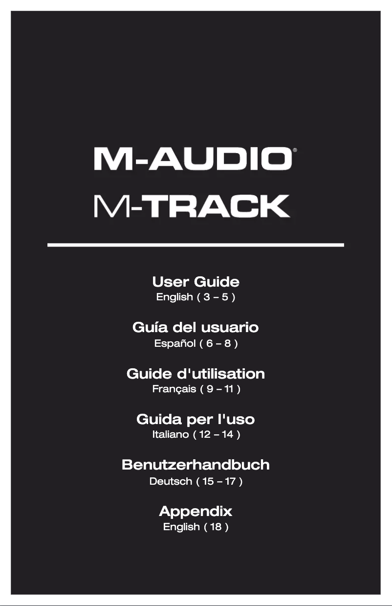 Page n°1 - Manuel utilisateur M-Audio M-Track MKII