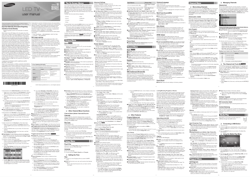 Image de la première page du manuel de l'appareil UN46EH6000