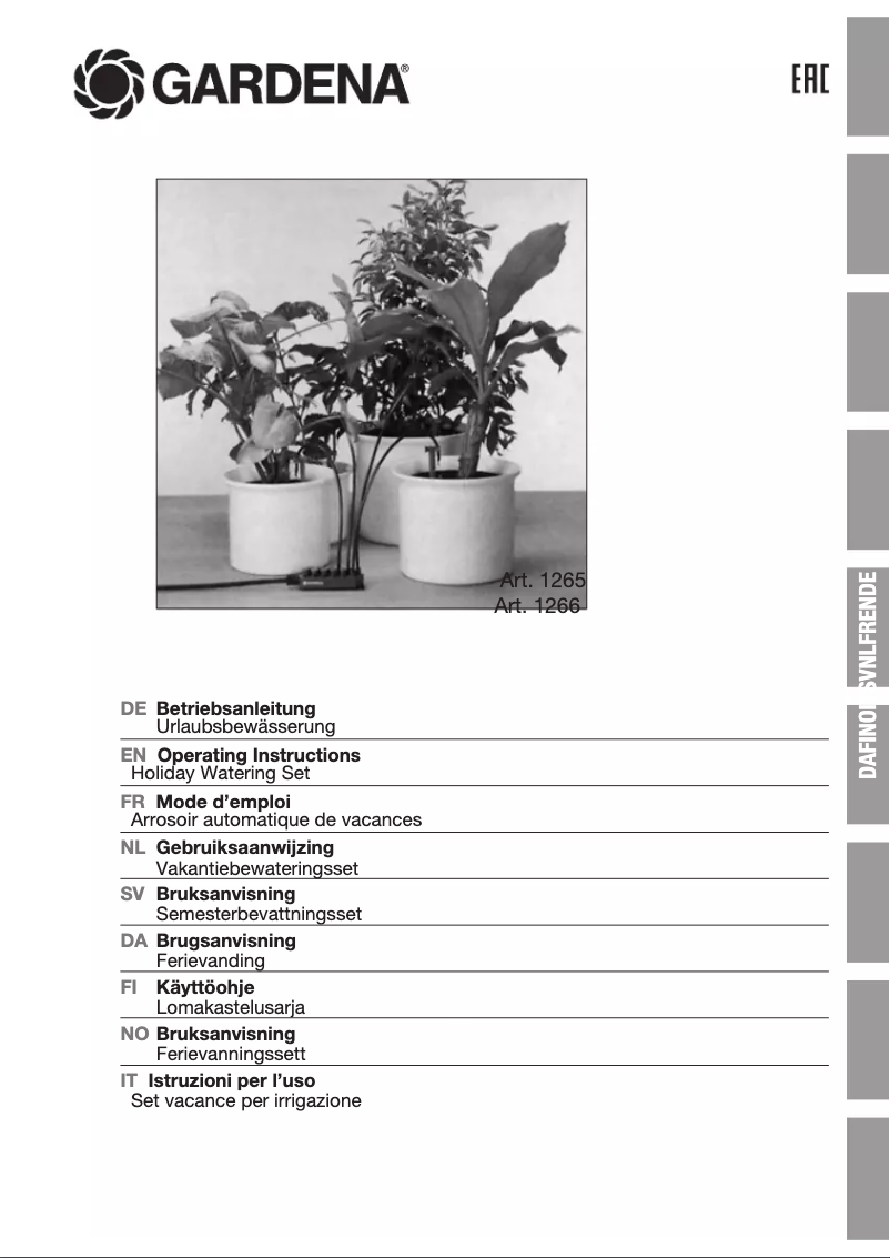 Page n°1 - Manuel utilisateur Gardena 1265
