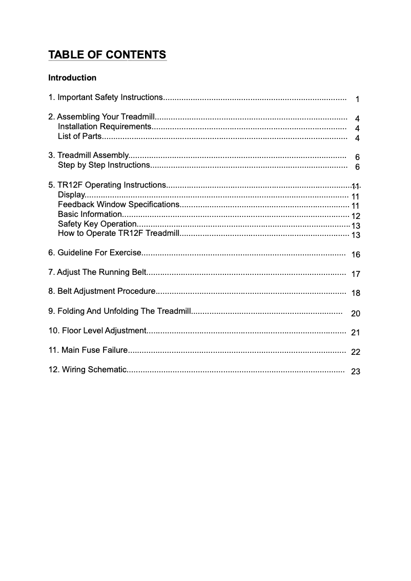 Page 1 de la notice Manuel utilisateur SportsArt TR12