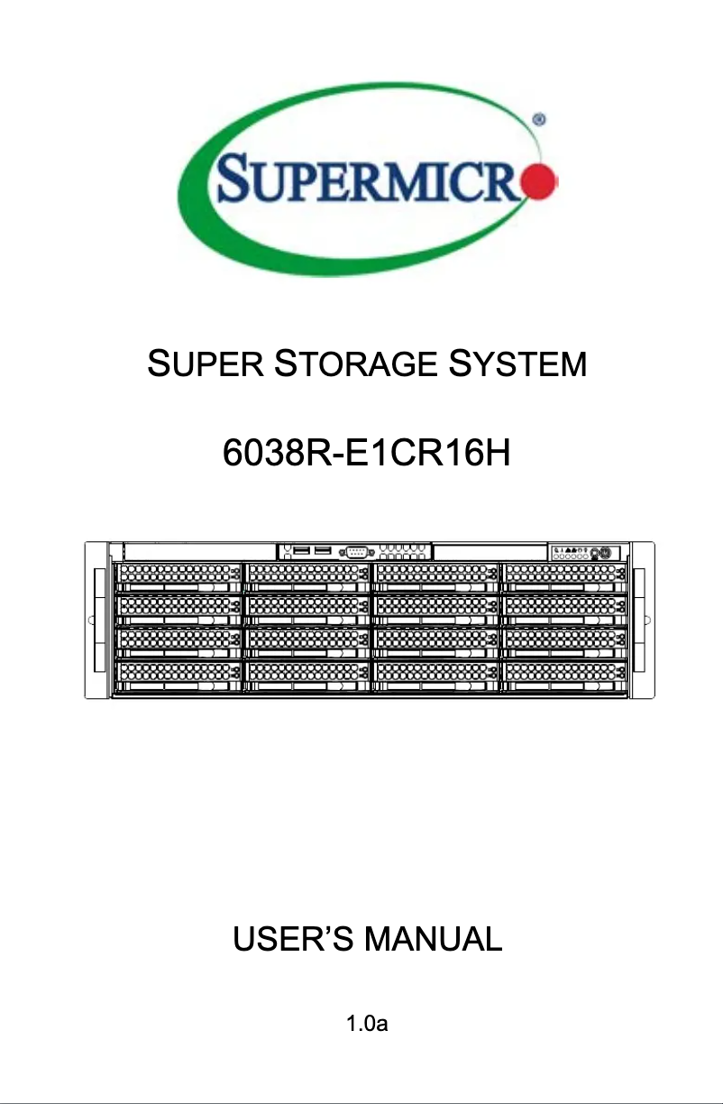 Page n°1 - Manuel utilisateur Supermicro 6038R-E1CR16H