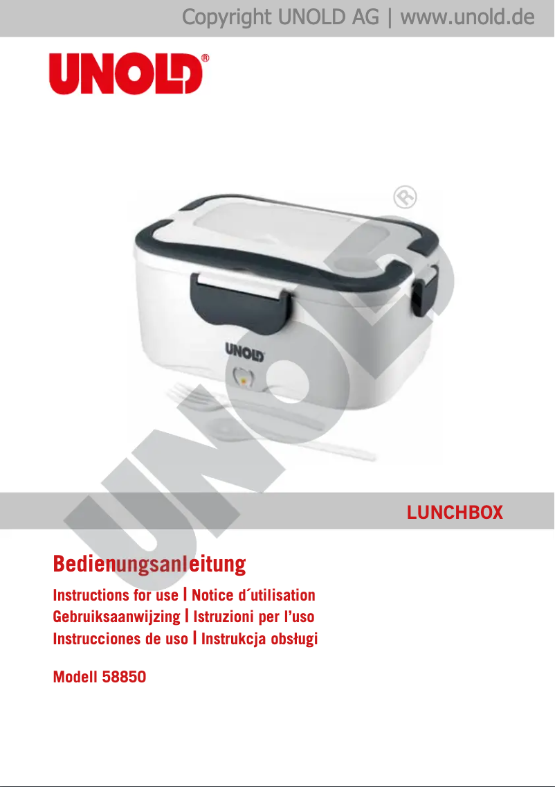 Page 1 de la notice Manuel utilisateur Unold Lunchbox 58850