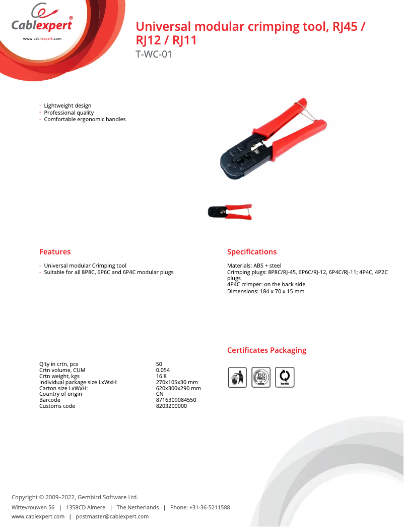 Página 1 del manual Manual de usuario Gembird T-WC-01