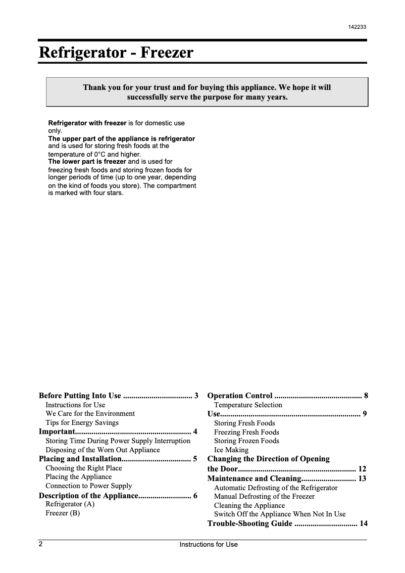 Page n°1 - Manuel utilisateur Gorenje RK 4295 E