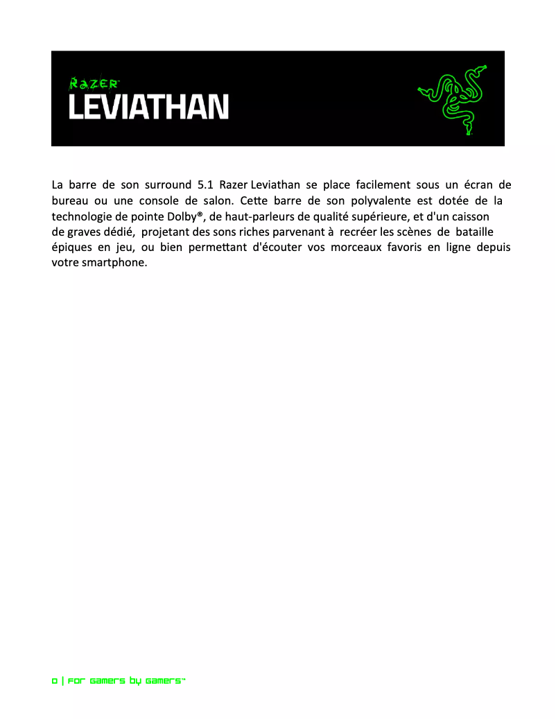 Page 1 de la notice Manuel utilisateur Razer Leviathan