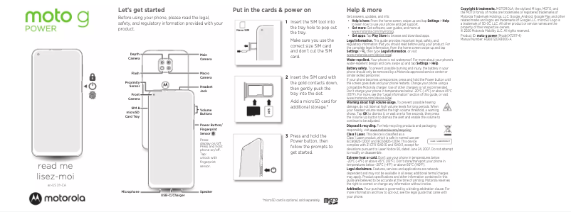 Image de la première page du manuel de l'appareil Moto G Power