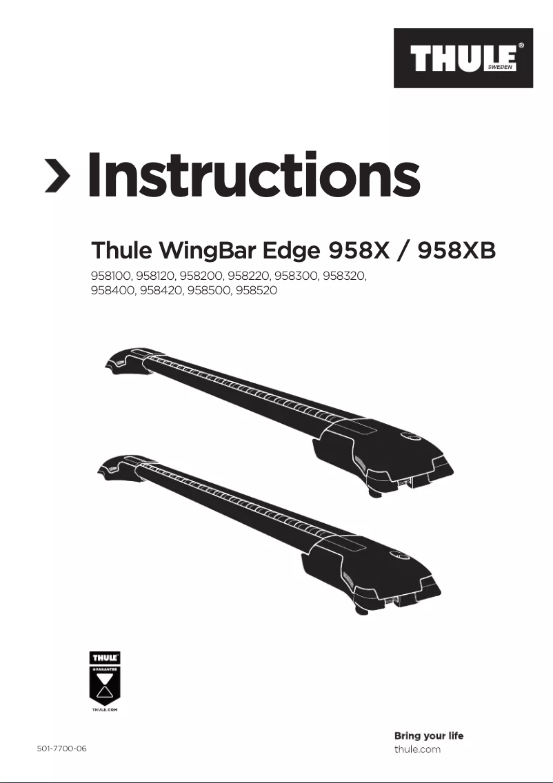 Page n°1 - Manuel utilisateur Thule WingBar Edge 9582