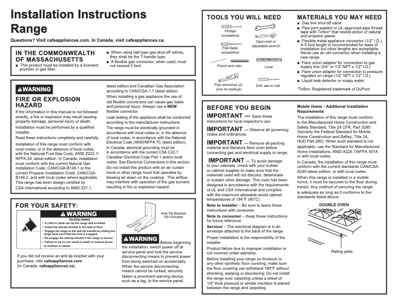 Image de la première page du manuel de l'appareil Profile PGB965BPTS