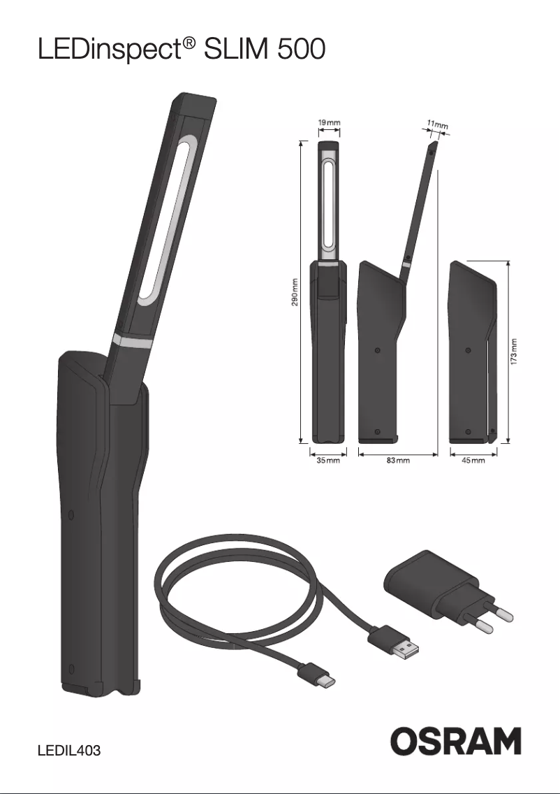 Page 1 de la notice Instructions / montage Osram LEDinspect SLIM 500