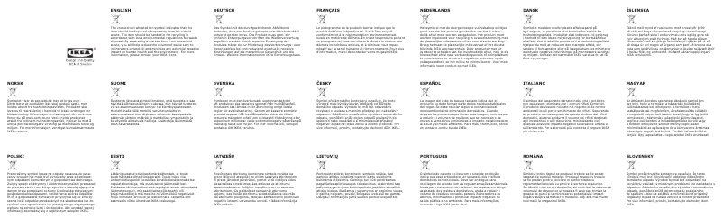 Page 1 de la notice Manuel utilisateur Ikea VATTENSTEN 405.305.97