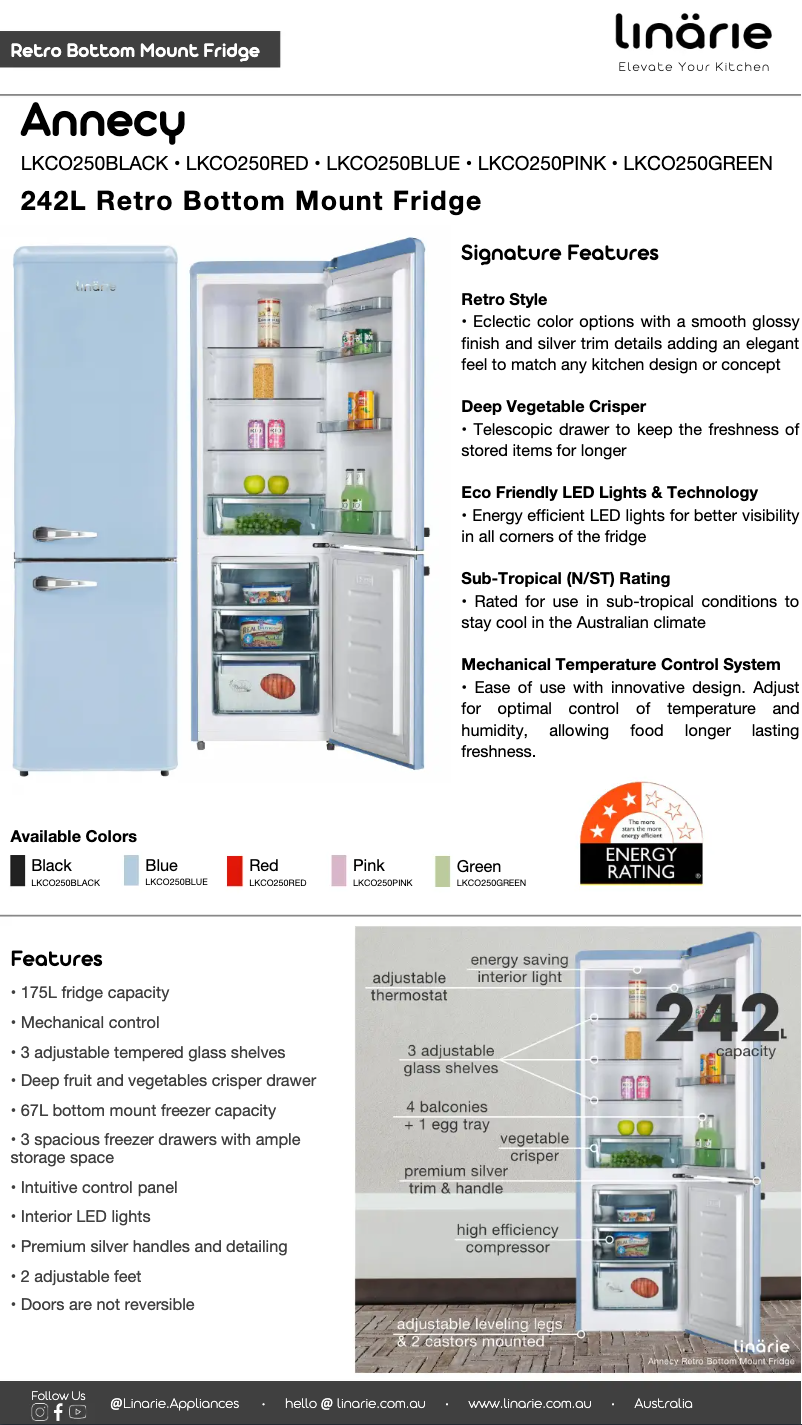 Page 1 de la notice Fiche technique Linarie Annecy LKCO250