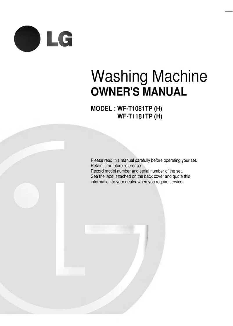 Page n°1 - Manuel utilisateur LG WT-R1174TP