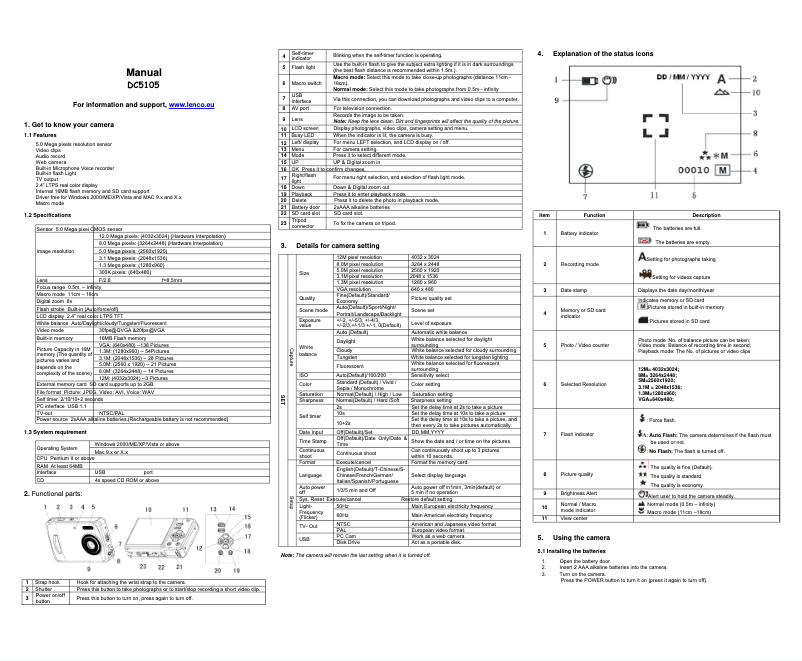 Image de la première page du manuel de l'appareil DC-5105