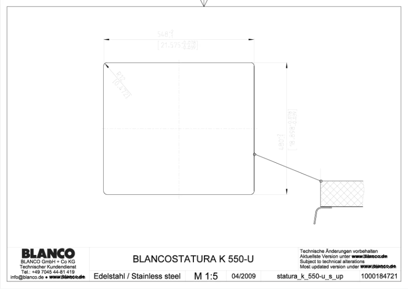 Page 1 de la notice Manuel utilisateur BLANCO STATURA K 550-U