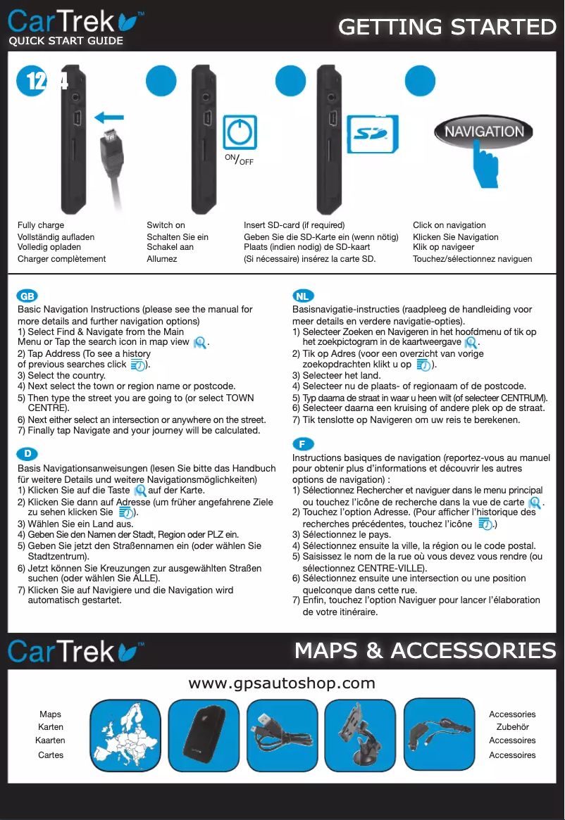 Page n°1 - Manuel utilisateur CarTrek 1200