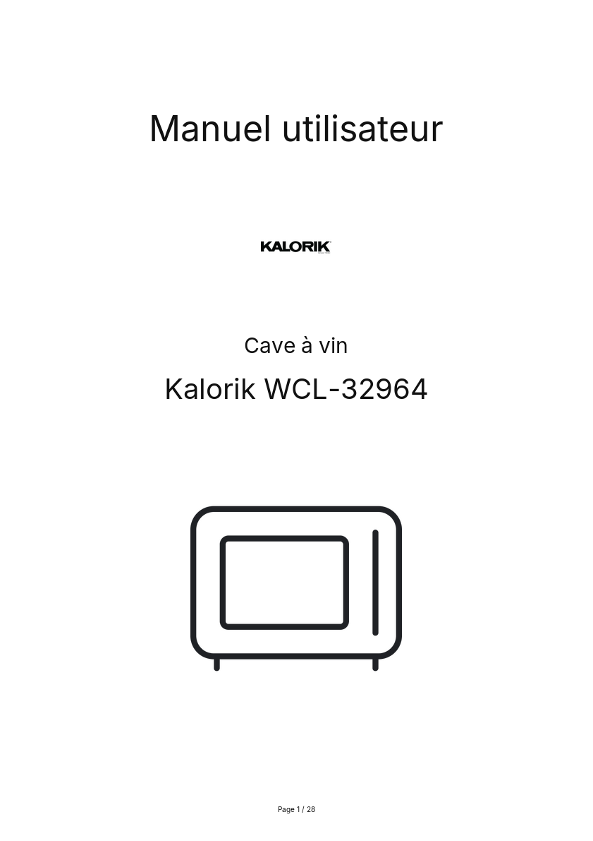 Image de la première page du manuel de l'appareil WCL-32964