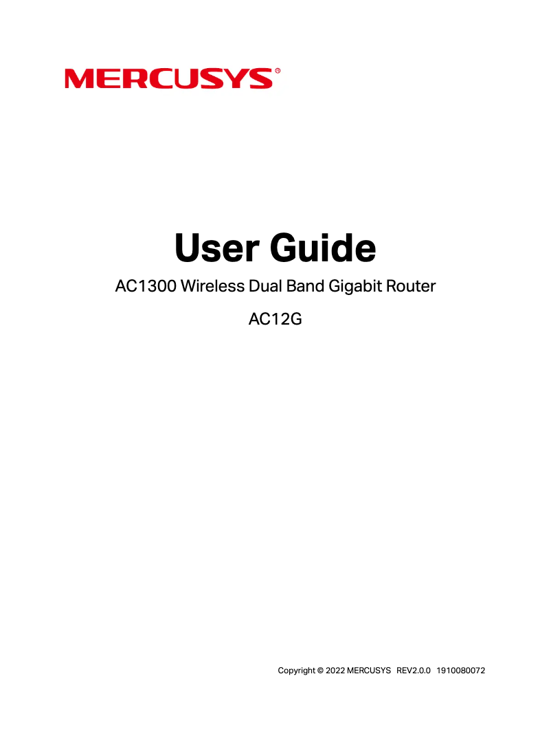 Page n°1 - Manuel utilisateur Mercusys AC12G