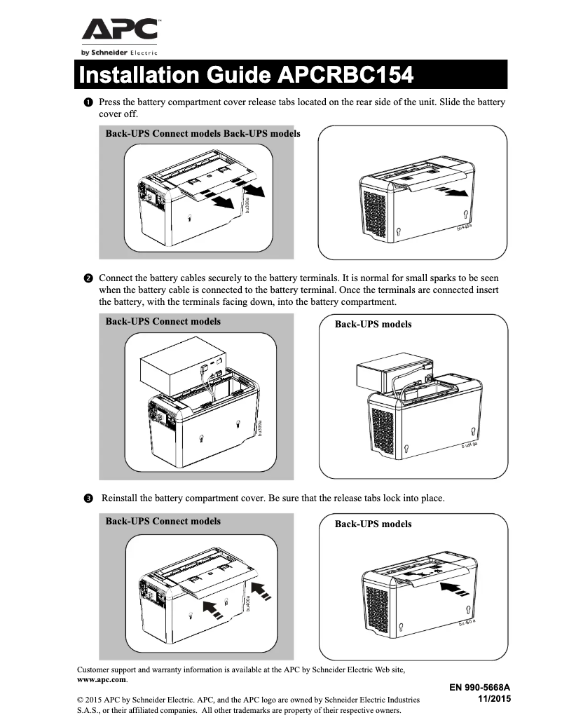 Page 1 de la notice Guide d'installation APC BE600M1