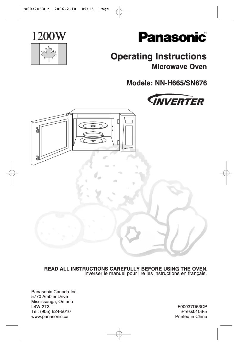 Imagen de la primera página del manual del dispositivo NN-SN676