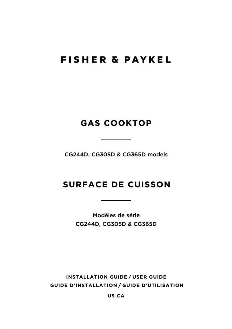 Page n°1 - Manuel utilisateur Fisher & Paykel CG365DNGX1N