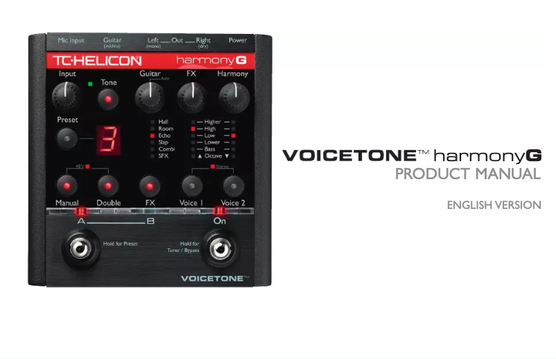 Page 1 de la notice Manuel utilisateur TC Helicon VoiceTone Harmony G