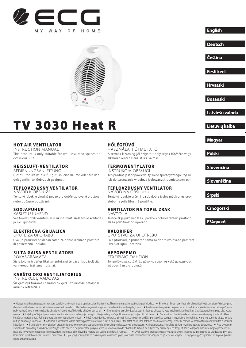 Page 1 de la notice Manuel utilisateur ECG TV 3030 Heat R