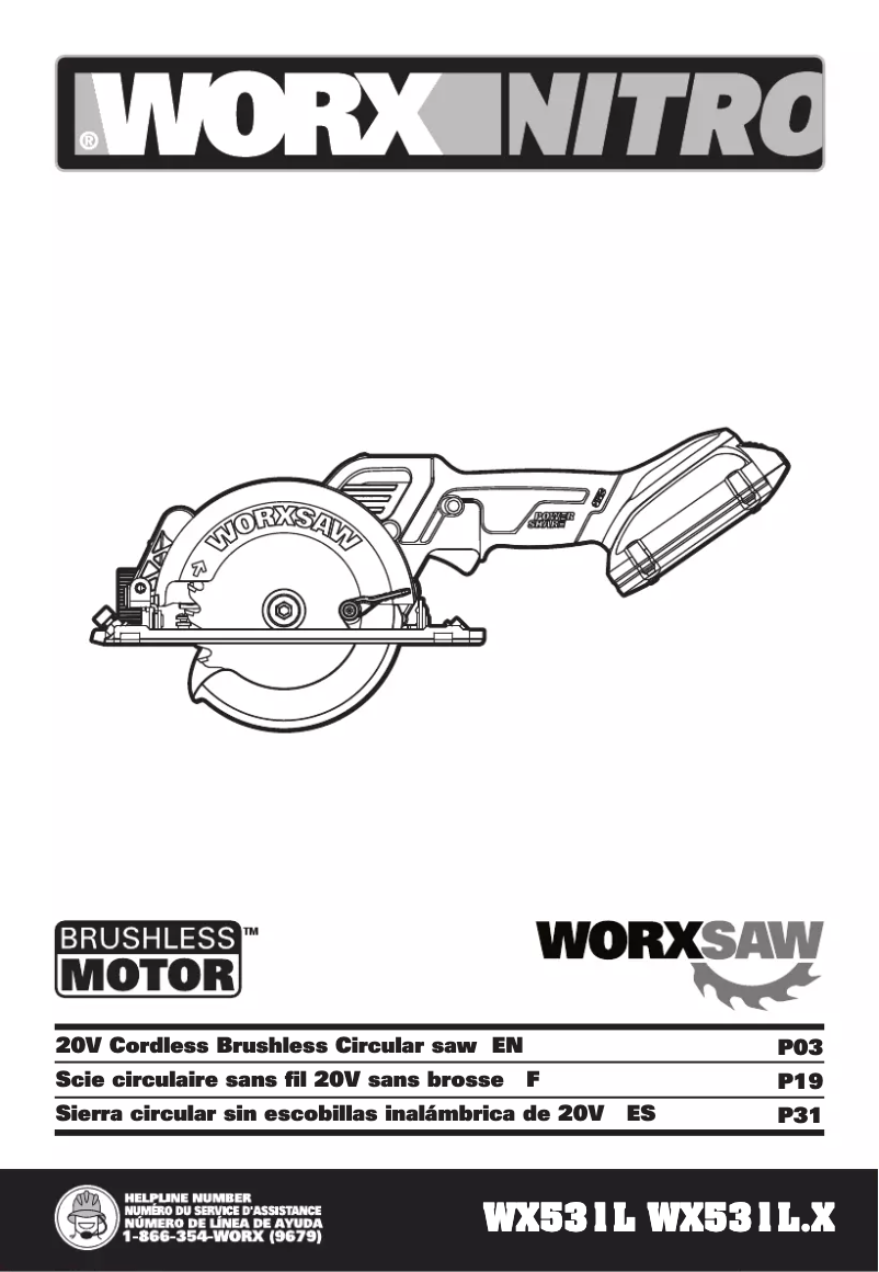 Page n°1 - Manuel utilisateur Worx WX531L.9