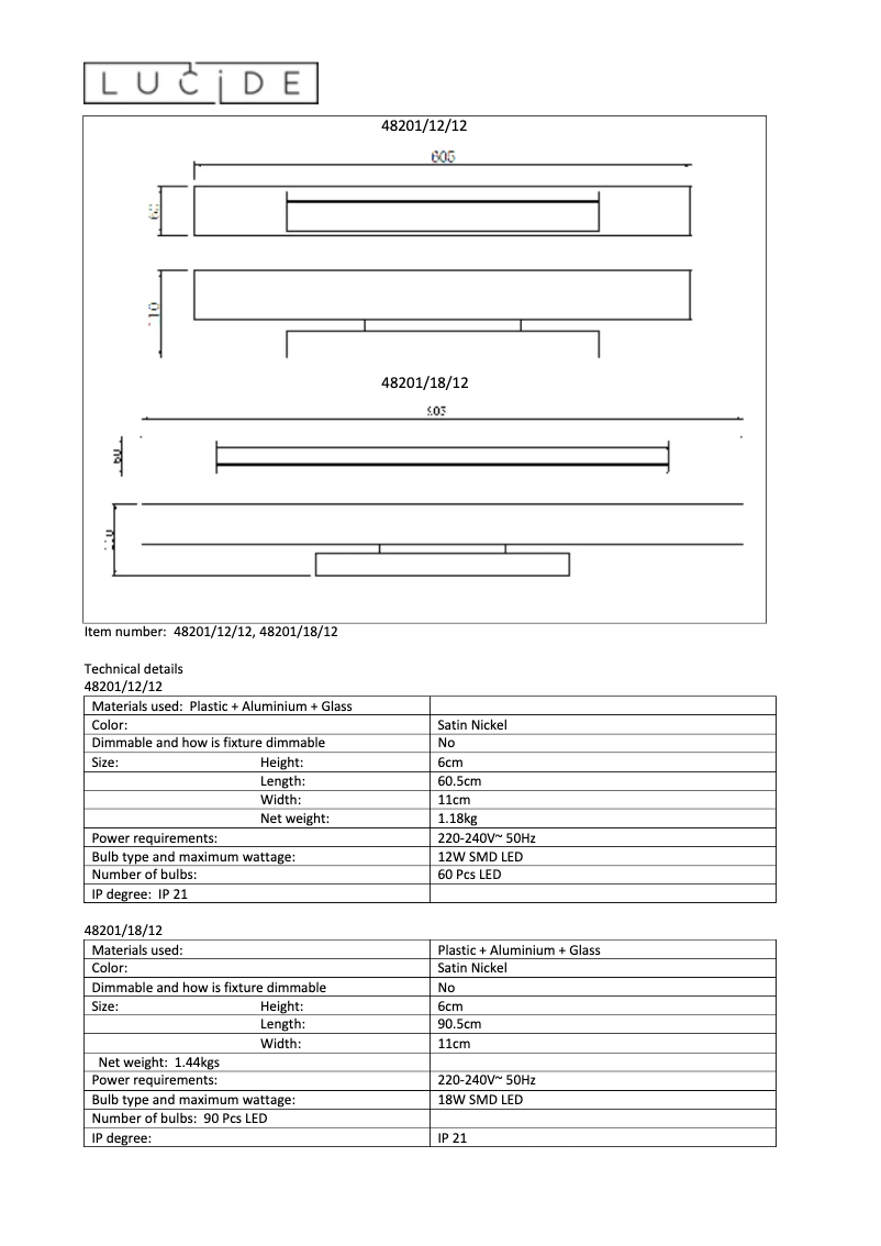 Page 1 de la notice Manuel utilisateur Lucide Matthew