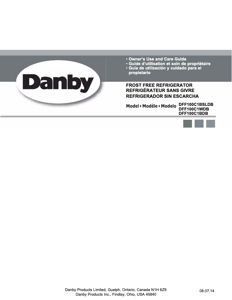 Page n°1 - Manuel utilisateur Danby DFF100C1BSLDB