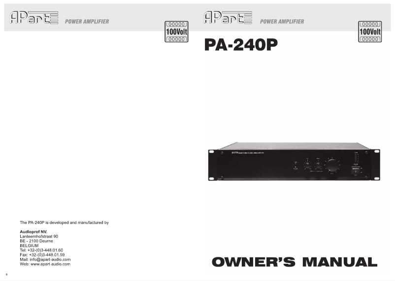 Image de la première page du manuel de l'appareil PA240P