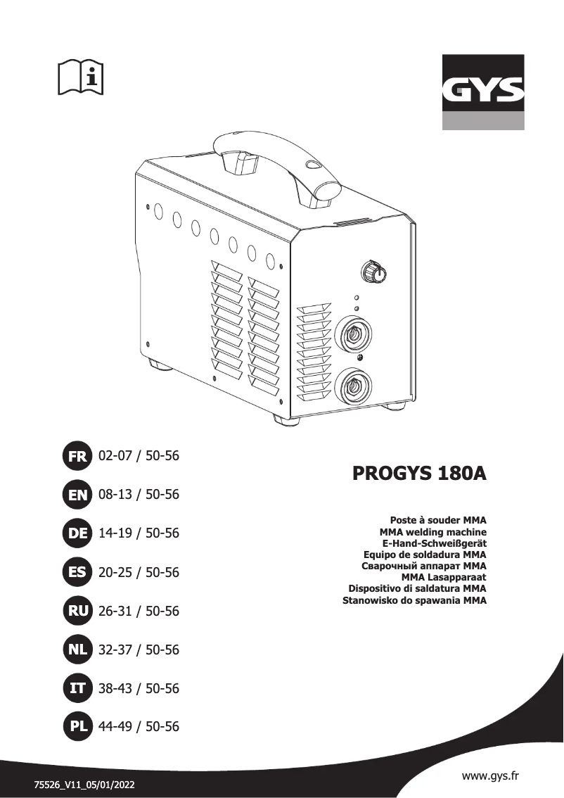 Image de la première page du manuel de l'appareil Progys 180A