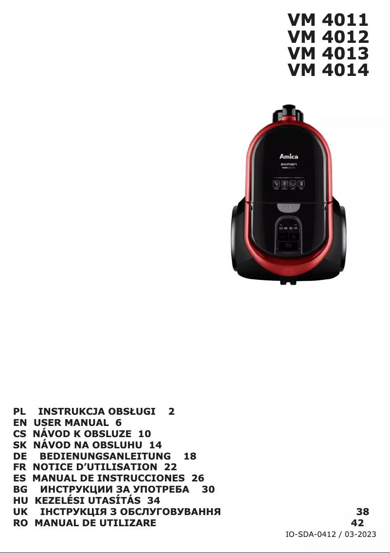 Imagen de la primera página del manual del dispositivo Akman VM 4014