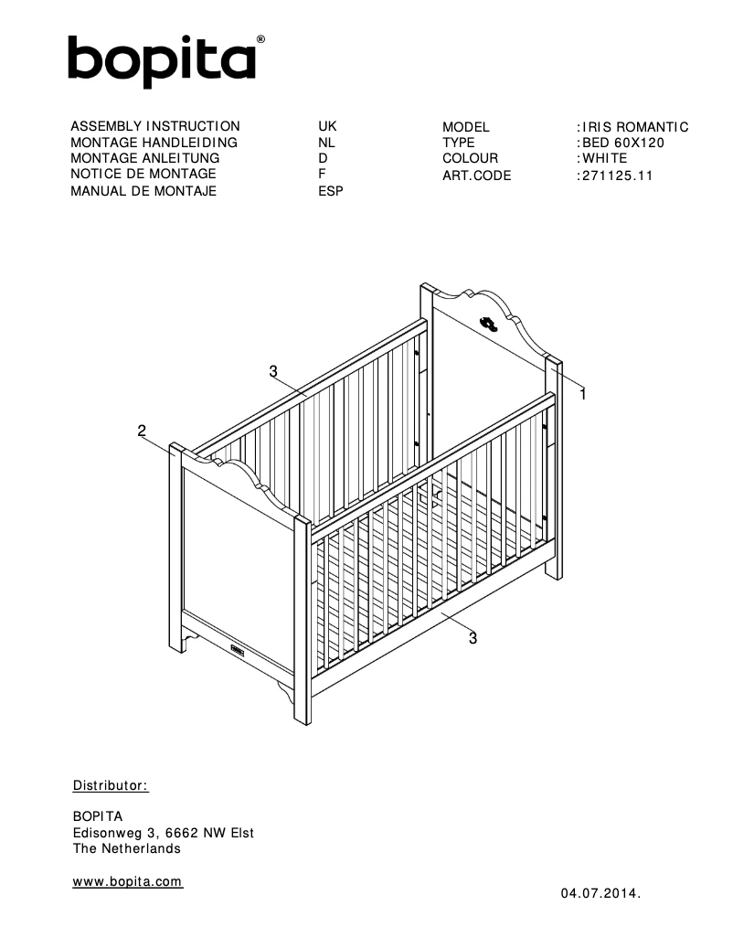 Page 1 de la notice Manuel utilisateur Bopita Romantic Iris