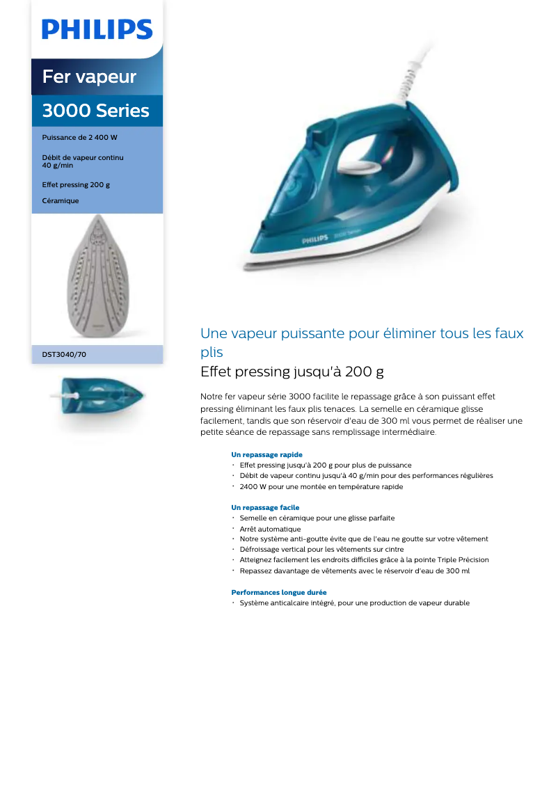 Page 1 de la notice Manuel utilisateur Philips 3000 Series DST3040