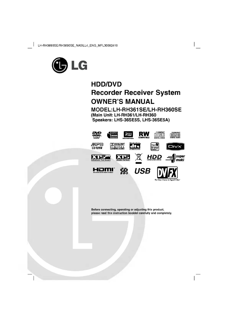 Page n°1 - Manuel utilisateur LG LH-RH361SE