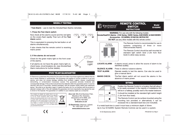 Página 1 del manual Manual de usuario Ei Electronics Ei1529