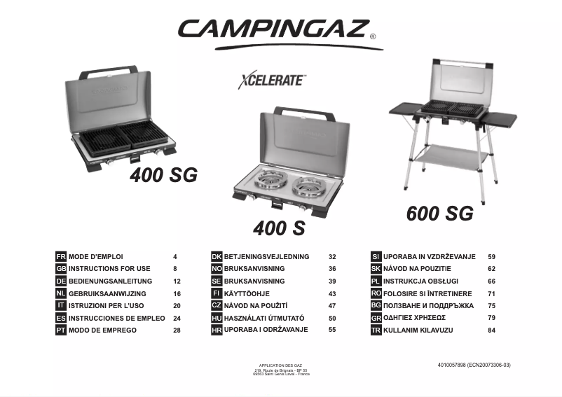 Page n°1 - Manuel utilisateur Campingaz 400 S